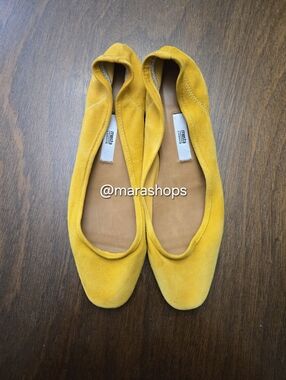 Miista London Kila Yellow Suede Ballet Flat Heels